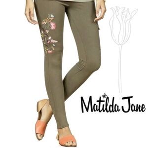 Matilda Jane Olive Floral Embroidered Pants 🌴